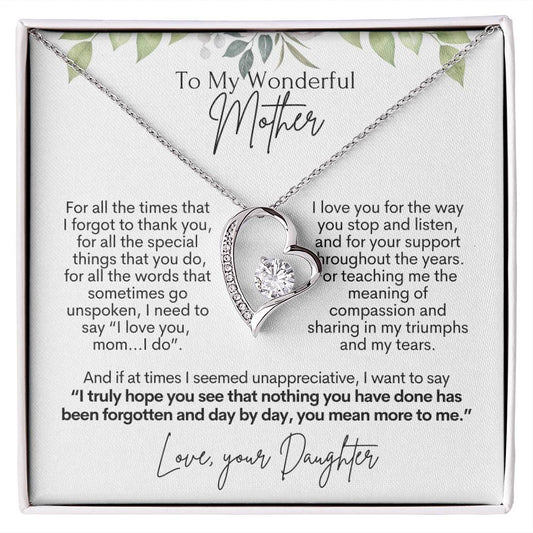 To My Wonderful Mother Forever Love Necklace